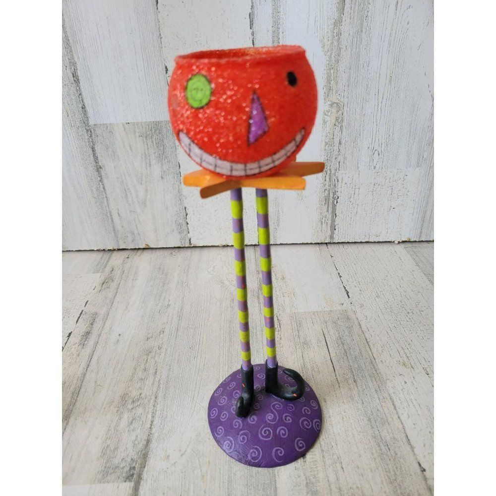 Dept‎ 56 pumpkin tea light Halloween decor candelabra 02641